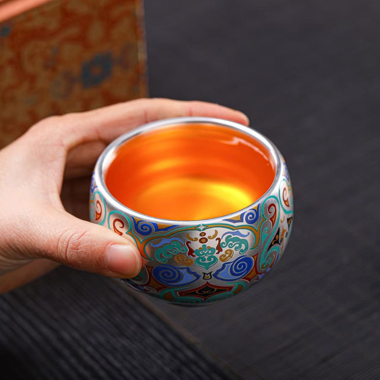 Dunhuang Intangible Cultural Heritage Flint-gilded Zen Ceramic Teacup