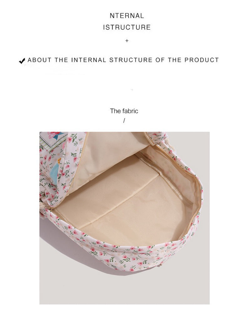 碎花小熊挂件双肩包 少女心可爱学生背包大容量休闲书包