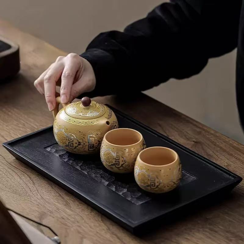 Zisha Phoenix Singing Xishi Dunhuang Handmade Ceramic Tea Set