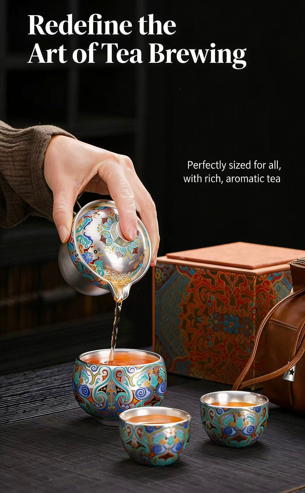 Taza de té de cerámica zen dorada con pedernal, patrimonio cultural inmaterial de Dunhuang