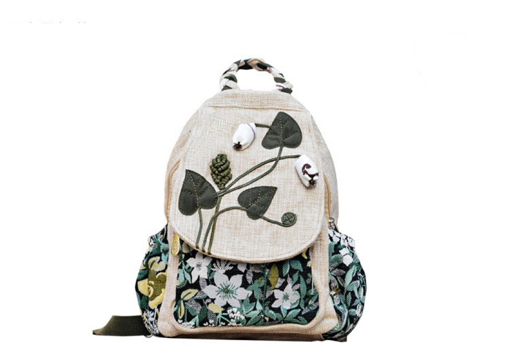 Chinese Intangible Cultural Heritage Craft Ethnic Style Cotton and Linen Backpack