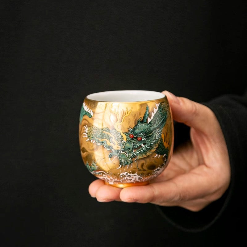 Intangible Cultural Heritage Craftsmanship Gilded Ink Dragon Tea Cup Master Cup