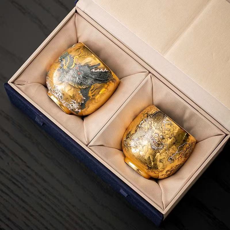 Intangible Cultural Heritage Craftsmanship Gilded Ink Dragon Tea Cup Master Cup